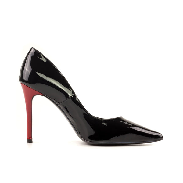 Ambrogio Bespoke Custom Women's Shoes Black & Red Patent Leather Genoa Pump (AMBW1128)-AmbrogioShoes