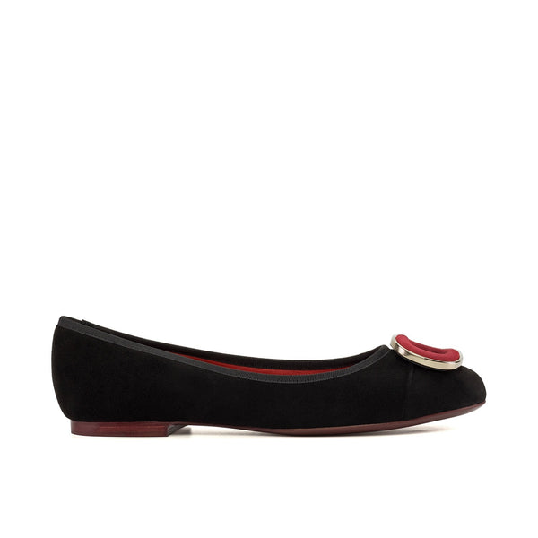 Ambrogio Bespoke Custom Women's Shoes Black & Red Suede Leather Padua Sandals (AMBW1129)-AmbrogioShoes