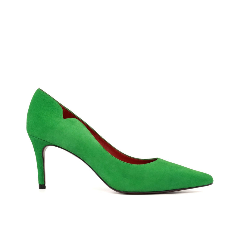 Ambrogio Bespoke Custom Women's Shoes Clover Green Suede Leather Genoa Pump (AMBW1132)-AmbrogioShoes