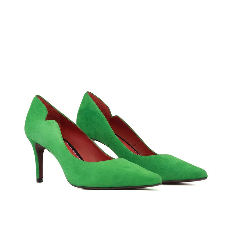 Ambrogio Bespoke Custom Women's Shoes Clover Green Suede Leather Genoa Pump (AMBW1132)-AmbrogioShoes