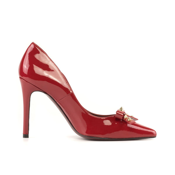 Ambrogio Bespoke Custom Women's Shoes Passion Red Patent Leather Genoa Pump (AMBW1123)-AmbrogioShoes