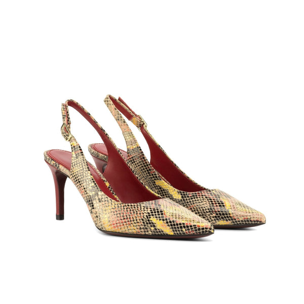 Ambrogio Bespoke Custom Women's Shoes Red Exotic Cascabel Snake-Skin Bologna Pump (AMBW1118)-AmbrogioShoes