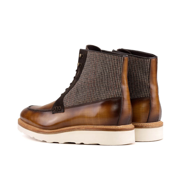 Ambrogio Bespoke Men's Shoes Brown & Cognac Multi-Materials Moccasin Boots (AMB2443)-AmbrogioShoes