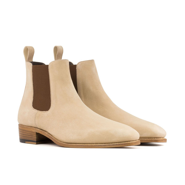 Ambrogio Bespoke Men's Shoes Taupe Suede Leather Chelsea Boots (AMB2450)-AmbrogioShoes