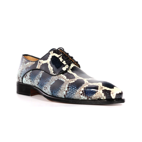 Ambrogio by Mister 39126 Men's Shoes Blue Python Print / Patent Leather Derby Oxfords (AMBS2440)-AmbrogioShoes