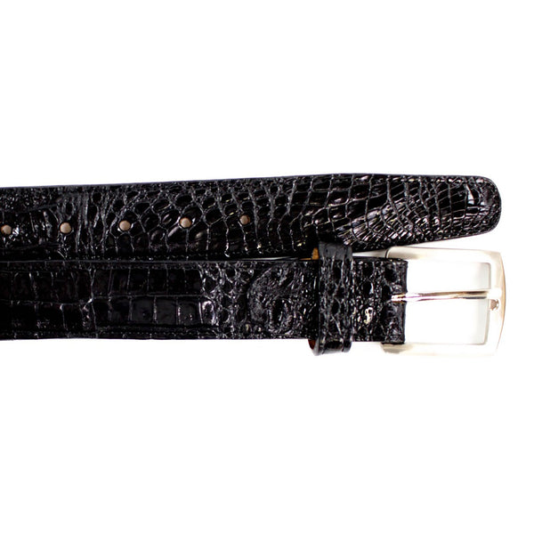 Belvedere 1999 Men's Black Exotic Crocodile Belt (BVB2741)-AmbrogioShoes