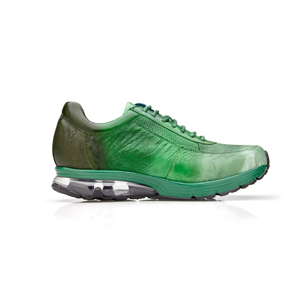 Belvedere George E16 Men's Shoes Pine Green Exotic Ostrich Leg Lace-Up Casual Sneakers (BV3123)-AmbrogioShoes