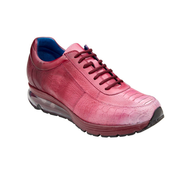 Belvedere George E16 Men's Shoes Pink Exotic Ostrich Leg Lace-Up Casual Sneakers (BV3124)-AmbrogioShoes
