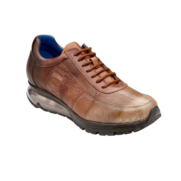 Belvedere George E16 Men's Shoes Rust Exotic Ostrich Leg Lace-Up Casual Sneakers (BV3125)-AmbrogioShoes
