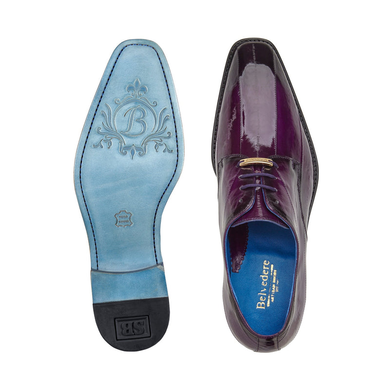 Belvedere Italo D05 Men's Shoes Purple Genuine Eel Casual Derby Oxfords (BV3135)-AmbrogioShoes