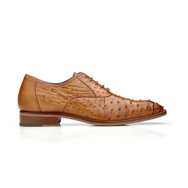 Belvedere Orlando D01 Men's Shoes Peanut Genuine Ostrich Formal Oxfords (BV3138)-AmbrogioShoes