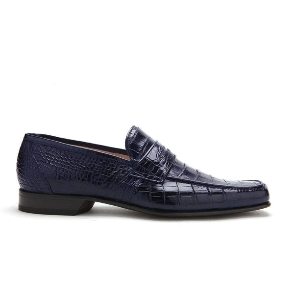 Caporicci 9961 Men's Luxury Italian Designer Shoes Navy Blue Alligator Loafers (CAP1021-BLU)-AmbrogioShoes