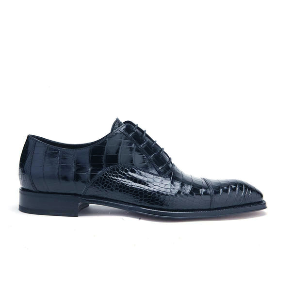 Caporicci Men's Luxury Italian Designer Shoes Navy Blue Alligator Oxfords ART1114 (CAP1008-BLU)-AmbrogioShoes