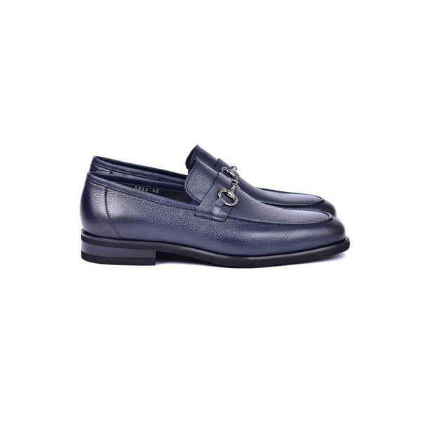 Corrente C001104-5844 Men's Shoes Navy Deer-Skin Leather Horsebit Loafers (CRT1461)-AmbrogioShoes