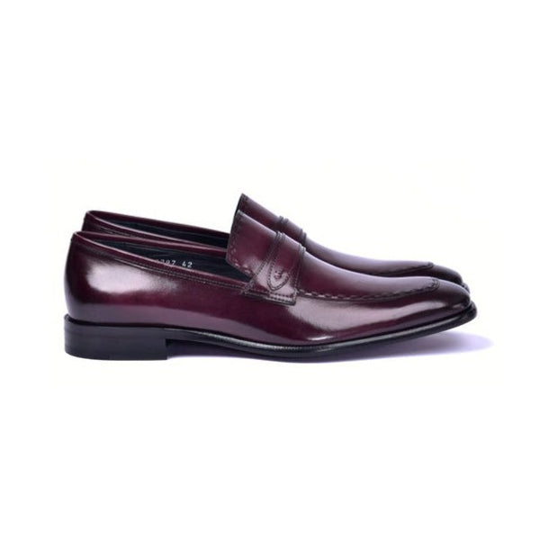 Corrente C0435-6797 Men's Shoes Burgundy Calf-Skin Leather Dress/Formal Loafers (CRT1457)-AmbrogioShoes