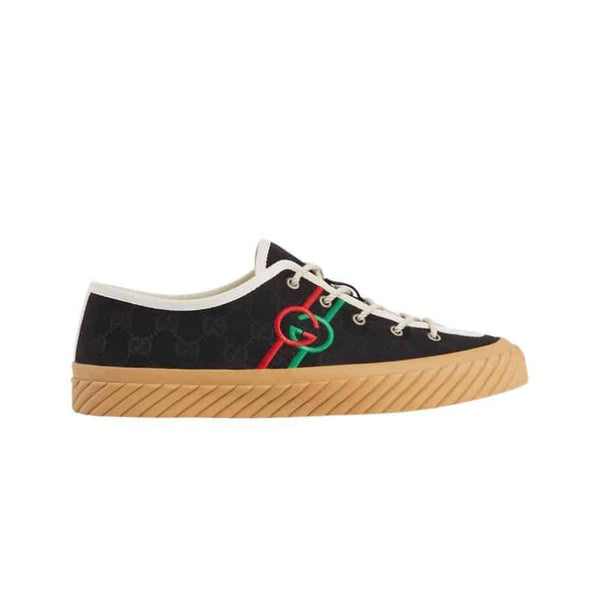 Gucci 703032 FAA5A 1182 Men's Shoes Black Canvas Interlocking G Trainer Sneakers (GGM1738)-AmbrogioShoes