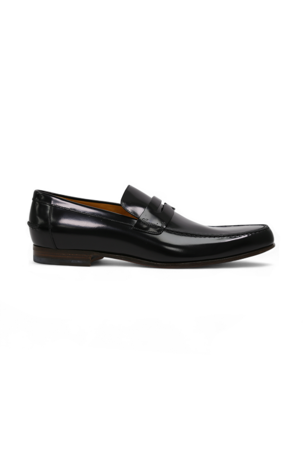 Gucci Black Leather Loafers with Logo Style 181797 (GGM1507)