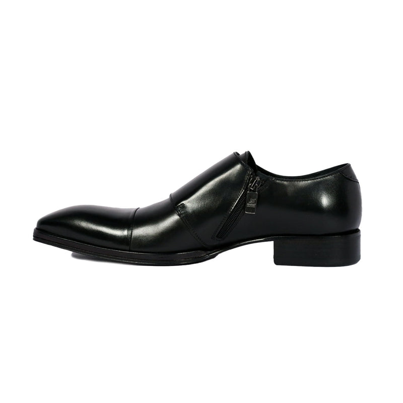 Jo Ghost 1552 Men's Shoes Montalcino Black Calf-Skin Leather Monk-Straps Loafers (JG5320)-AmbrogioShoes