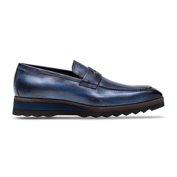 Jose Real Amberes H605-Z Men's Shoes Deep Blue Calf-Skin Leather Smart Penny Loafers (RE2201)-AmbrogioShoes