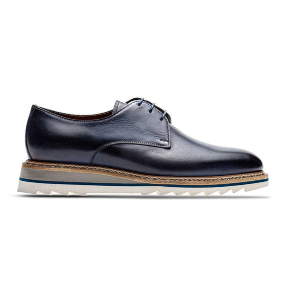 Jose Real Amsterdam A310 Men's Shoes Oceania Blue Calf-Skin Leather Derby Oxfords (RE2216)-AmbrogioShoes