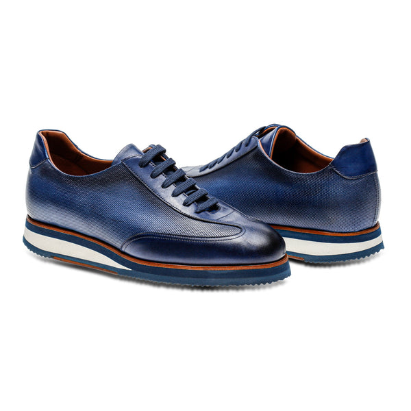 Jose Real Carerra M800 Men's Shoes Deep Blue Calf-Skin Leather Casual Sneakers (RE2220)-AmbrogioShoes