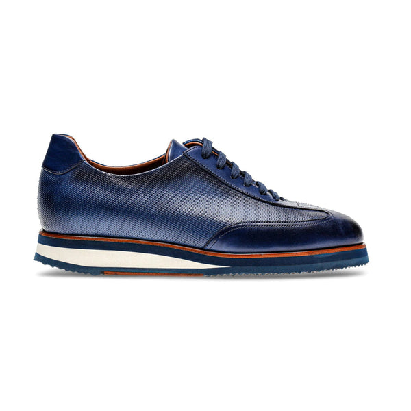 Jose Real Carerra M800 Men's Shoes Deep Blue Calf-Skin Leather Casual Sneakers (RE2220)-AmbrogioShoes