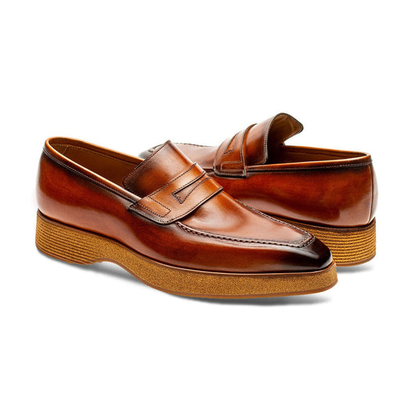 Jose Real Colonial H126 Men's Shoes Tan Calf-Skin Leather Penny Loafers (RE2207)-AmbrogioShoes