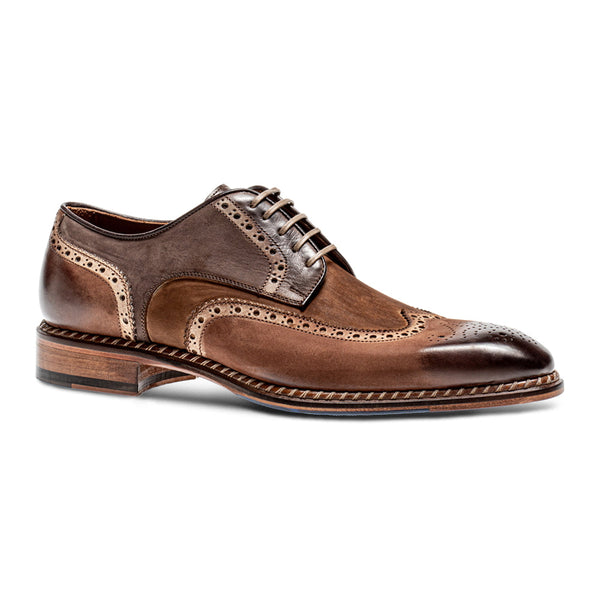 Jose Real Veloce H670 Men's Shoes Two-Tone Brown Leather Wingtip Oxfords (RE2237)-AmbrogioShoes