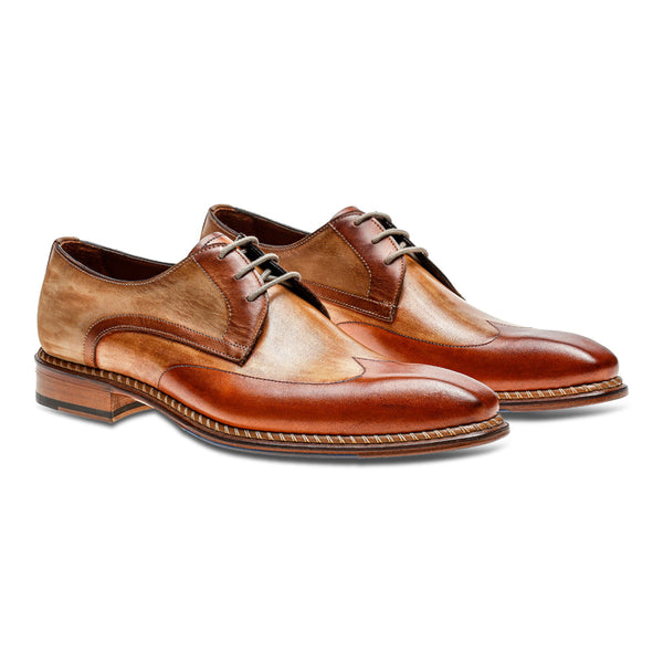 Jose Real Veloce R2353 Men's Shoes Brandy Calf-Skin Leather Derby Oxfords (RE2231)-AmbrogioShoes
