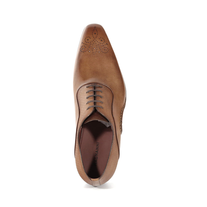 Magnanni 20120 Sanchez II Men's Shoes Taupe Grabado Print / Calf-Skin Leather Oxfords (MAGS1130)-AmbrogioShoes