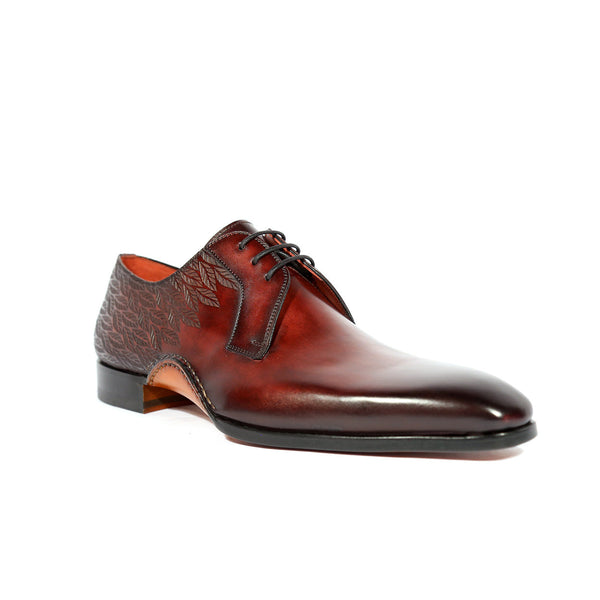 Magnanni 24834 Hayos Men's Shoes Burgundy Laser Print / Calf-Skin Leather Derby Oxfords (MAGS1123)-AmbrogioShoes