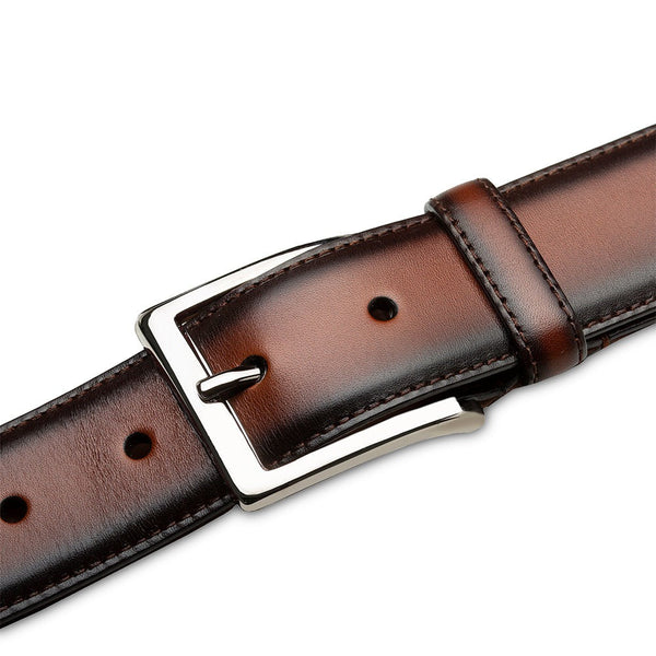 Mezlan AO11522 Cognac Classic Patina Calf-Skin Leather Men's Belt (MZB1235)-AmbrogioShoes