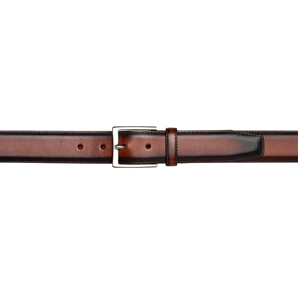 Mezlan AO11522 Cognac Classic Patina Calf-Skin Leather Men's Belt (MZB1235)-AmbrogioShoes