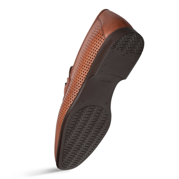 Mezlan E20692 Men's Shoes Cognac Perforated Calf-Skin Leather Slip-On Horsebit Loafers (MZ3631)-AmbrogioShoes