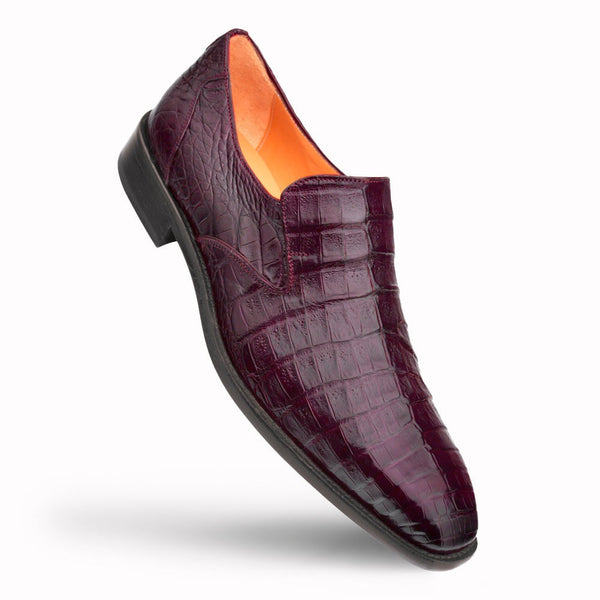 Mezlan SX4869-F Men's Shoes Burgundy Exotic Crocodile Plain Toe Slip-On Loafers (MZ3634)-AmbrogioShoes
