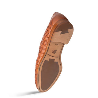 Mezlan Solomeo 21101 Men's Shoes Cognac Woven Leather Penny Loafers (MZ3719)-AmbrogioShoes
