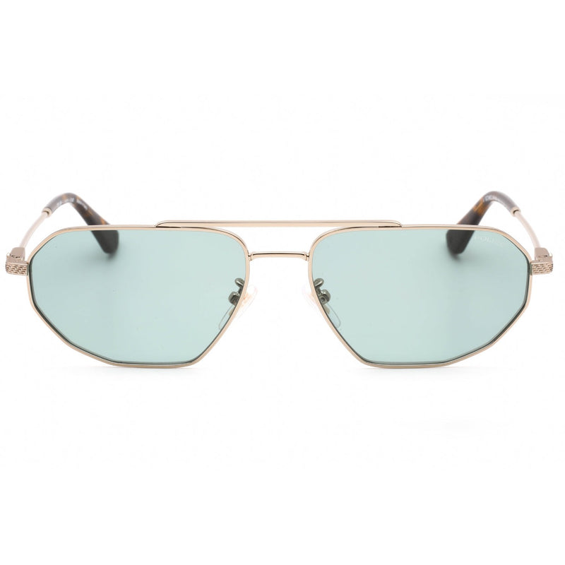Police SPLF66M Sunglasses Shiny Grey Gold with SandBlasted / Green-AmbrogioShoes