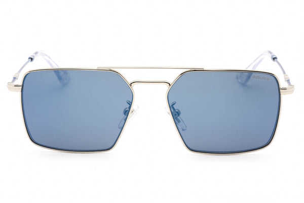 Police SPLL07M Sunglasses Total Shiny Palladium / Blue-AmbrogioShoes