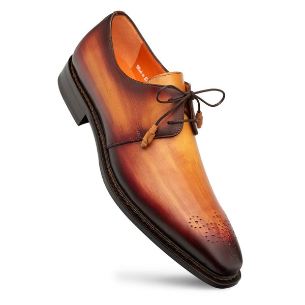 Principe 20842 Men's Shoes Tan & Rust Principe Patina Leather Derby Oxfords (MZ3643)-AmbrogioShoes