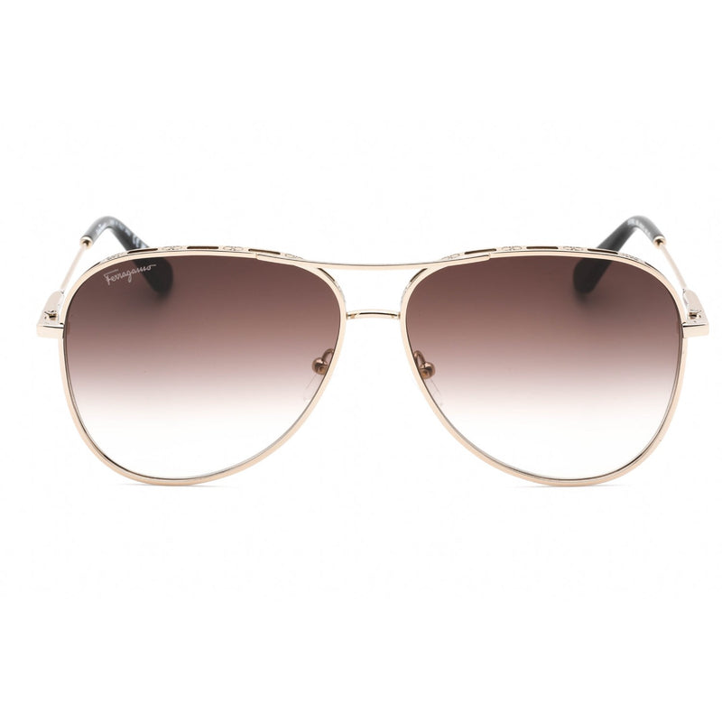 Salvatore Ferragamo SF268S Sunglasses ROSE GOLD/BLACK / Brown Grey Gradient-AmbrogioShoes