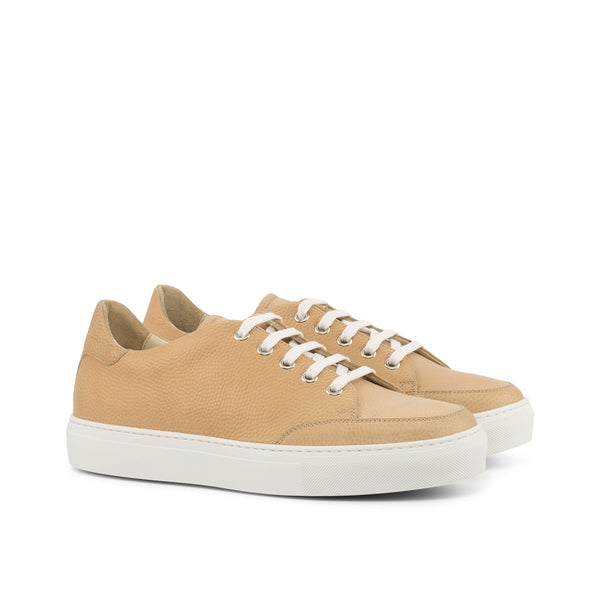 Ambrogio 4308 Bespoke Custom Women's Shoes Beige Fawn Pebble Grain Suede Leather Casual Sneakers (AMBW1010)-AmbrogioShoes