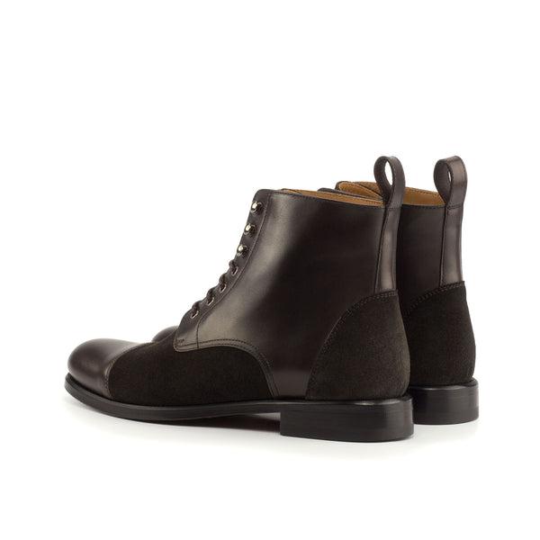 Ambrogio 4229 Bespoke Custom Women's Shoes Dark Brown Suede / Calf-Skin Leather Brogue Boots (AMBW1048)-AmbrogioShoes