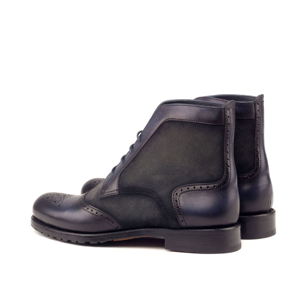 Ambrogio 3049 Bespoke Custom Women's Shoes Gray Suede / Calf-Skin Leather Brogue Boots (AMBW1042)-AmbrogioShoes