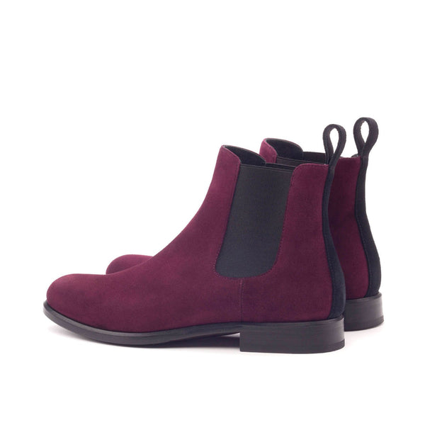 Ambrogio Bespoke Custom Women's Shoes Black & Wine Suede Leather Wingtip Boots (AMBW1099)-AmbrogioShoes