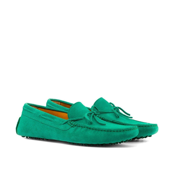 Ambrogio 3685 Bespoke Men's Shoes Green Suede Leather Driver Loafers (AMB1255)-AmbrogioShoes