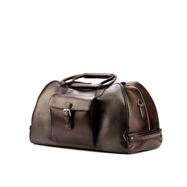Ambrogio 3513 Men's Bag Navy, Brown & Gray Calf-Skin Leather Travel Duffle Bag (AMBH1011)-AmbrogioShoes