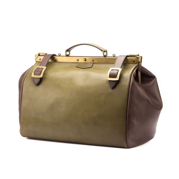 Ambrogio 3153 Men's Bag Olive & Dark Brown Calf-Skin Leather Doctor Bag (AMBH1003)-AmbrogioShoes