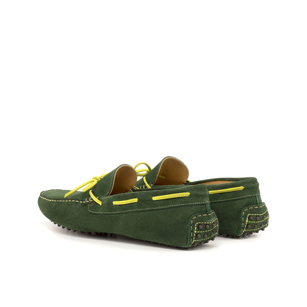 Ambrogio Men's Shoes Green & Yellow Suede Leather Driver Loafers (AMB2065)-AmbrogioShoes