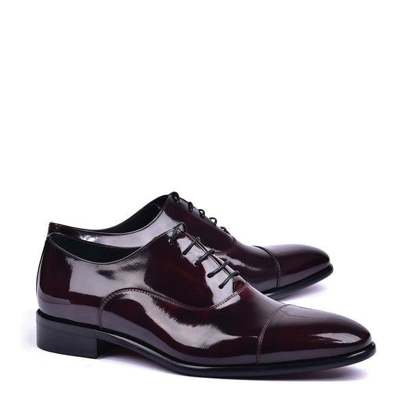 Corrente C0093 6265 Men's Shoes Burgundy Shiny Calf Skin Leather Cap toe Lace Up Oxfords (CRT1450)-AmbrogioShoes