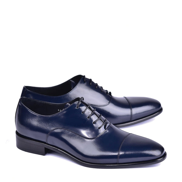 Corrente C0094 6265 Men's Shoes Navy Shiny Calf Skin Leather Cap toe Lace Up Oxfords (CRT1449)-AmbrogioShoes